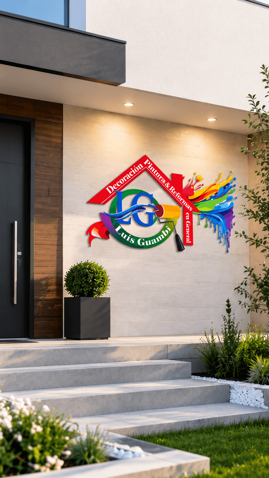 Entrada de una vivienda acabada con la identidad de Guillo Guambi